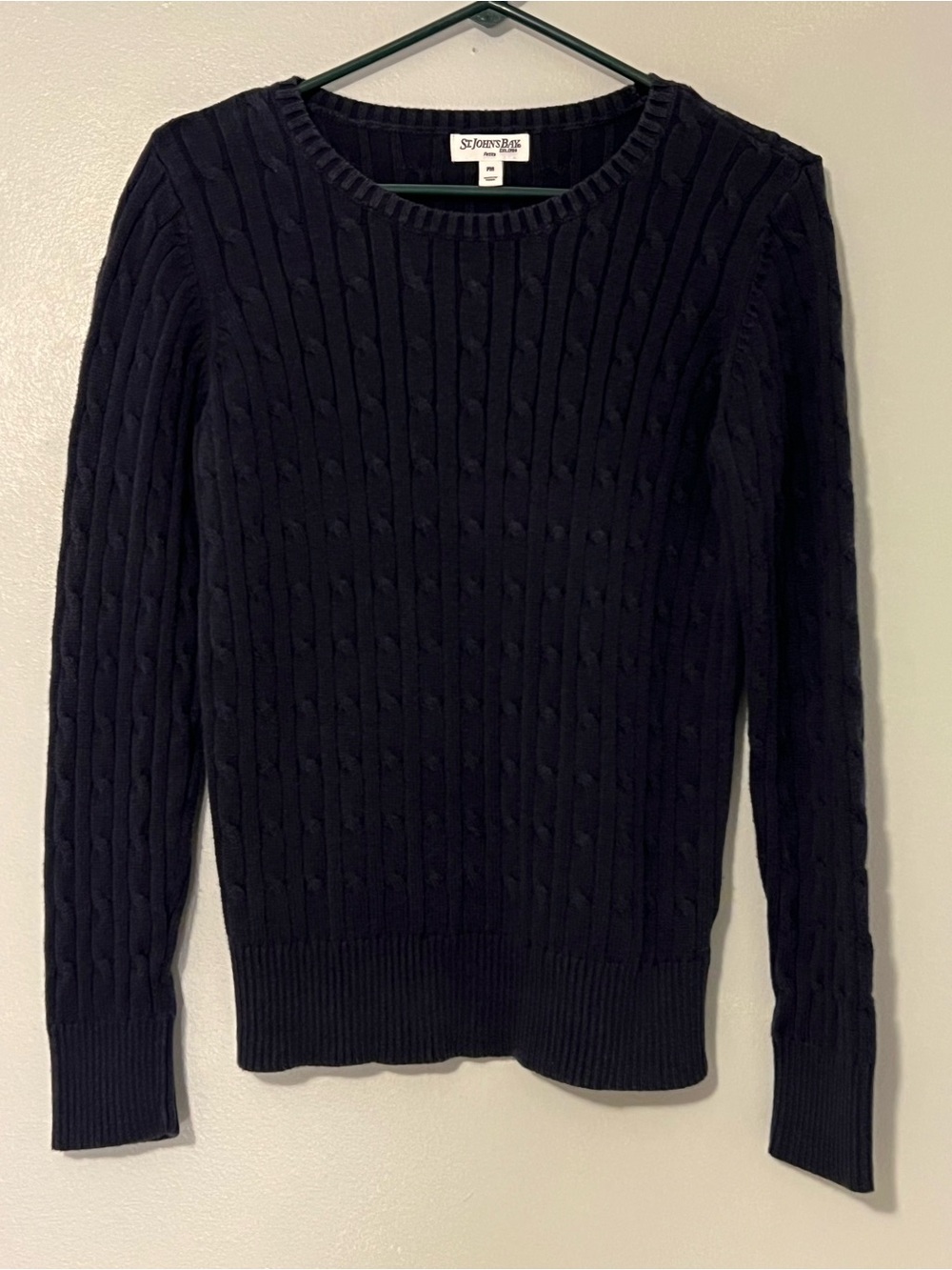 St. John's Bay Black Cable Knit Crewneck Sweater